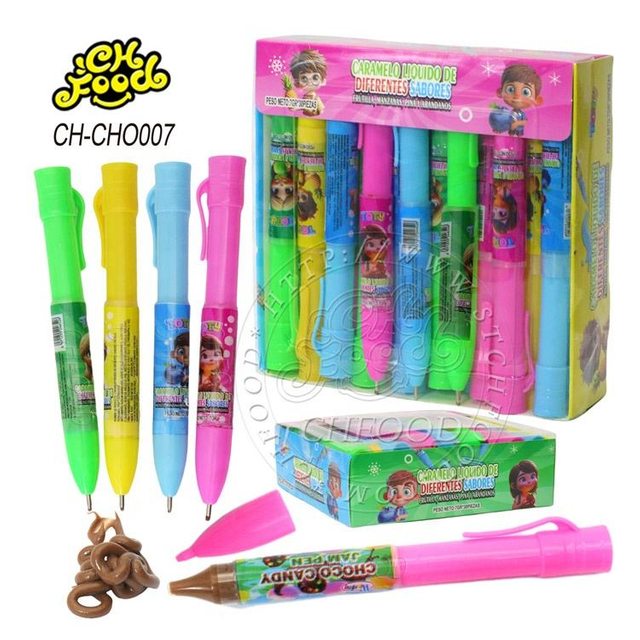 New Best Selling Ball-point Pen with Chocolate Jam Filled in Halal Chocolate Sauce Toy Candy Sweets OEM and Wholesale