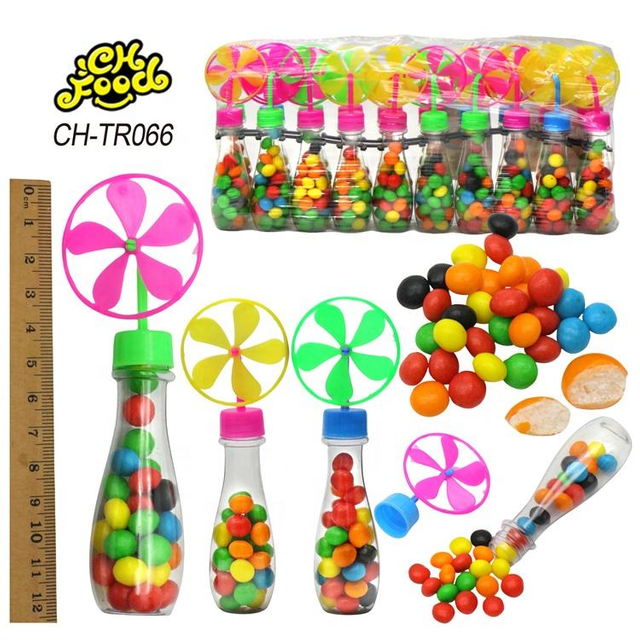 Wholesale Windmill Bottle Toy Filled with Mini Colorful Sugar Coated Cereal Ball Custom Bottle Candy Toy for Kids OEM Halal