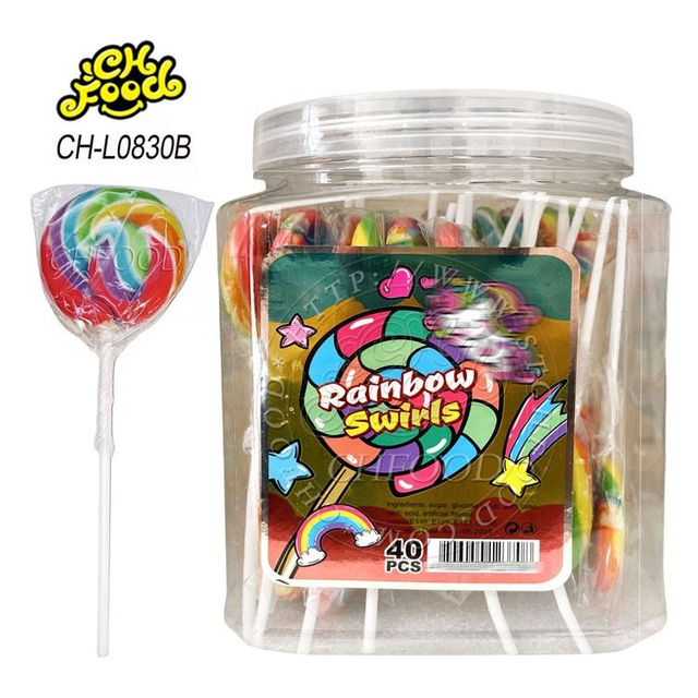 halal wholesale custom handmade twist rainbow sweet fruit flat big swirl lollipops wholesale hard candy