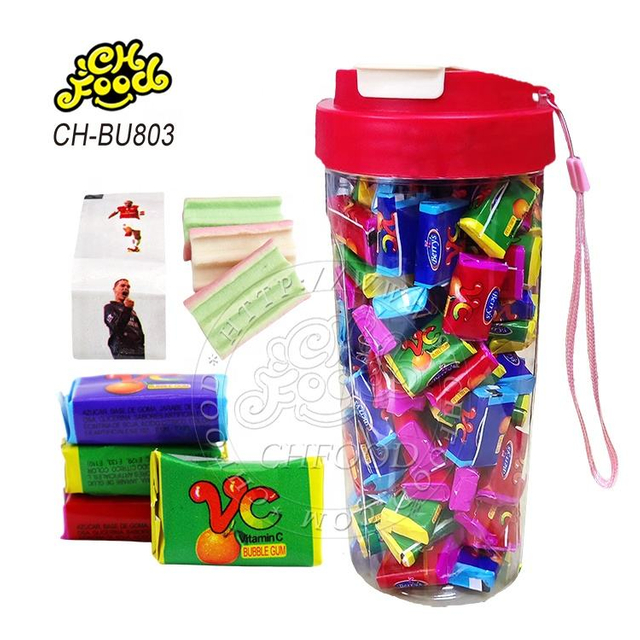 Best Selling OEM Fruit Flavor VC Tattoo Bubble Gum in Drinking Bottle Wholesale Halal Chewing Gum Sweets Candy for Kids