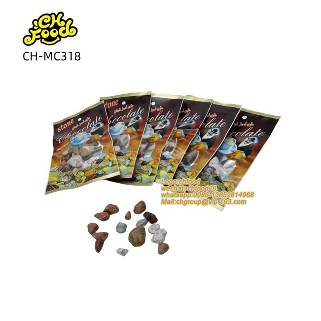 Crispy Coated Chocolate Flavor Stone Shape Chewy Milk Candy