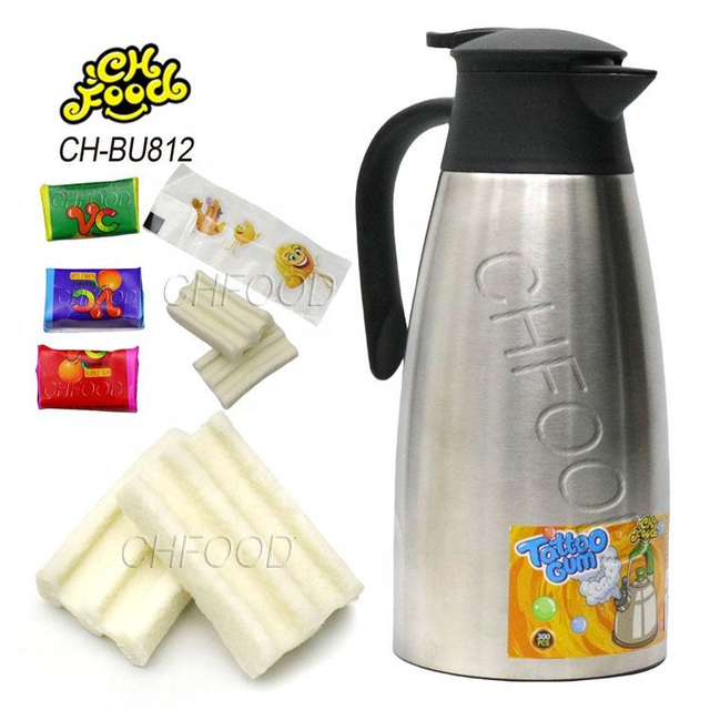 Low MOQ Wholesale Hot Insulated Water Bottle with Tattoo Bubble Gum Candy Sweet Promotional Snacks for Kids OEM Chewing Gum