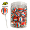 Red and Blue Stripes Ball Shape Lollipop Pin Pop Hard Candy Sweets Custom Halal Candy for Children