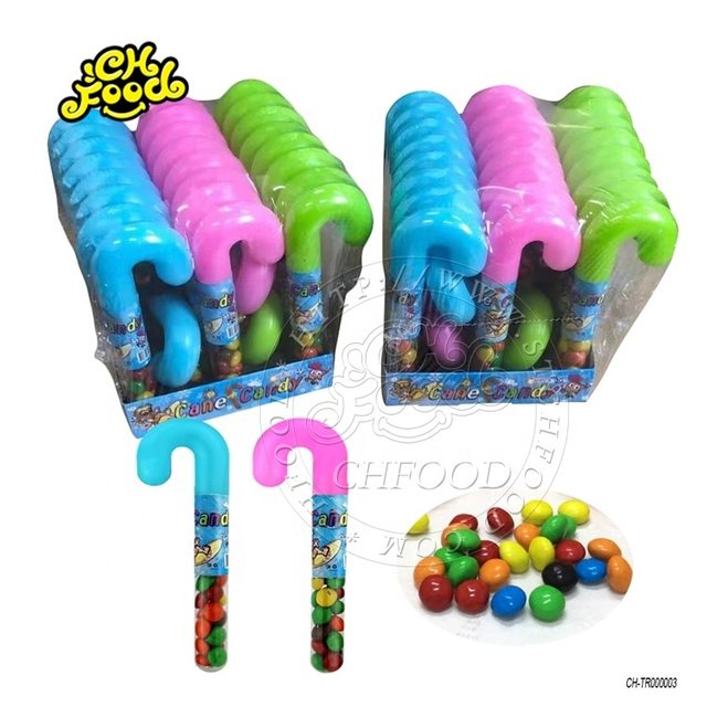 Christmas Plastic Gift Candy Cane Toy With Chocolate Bean For Kids