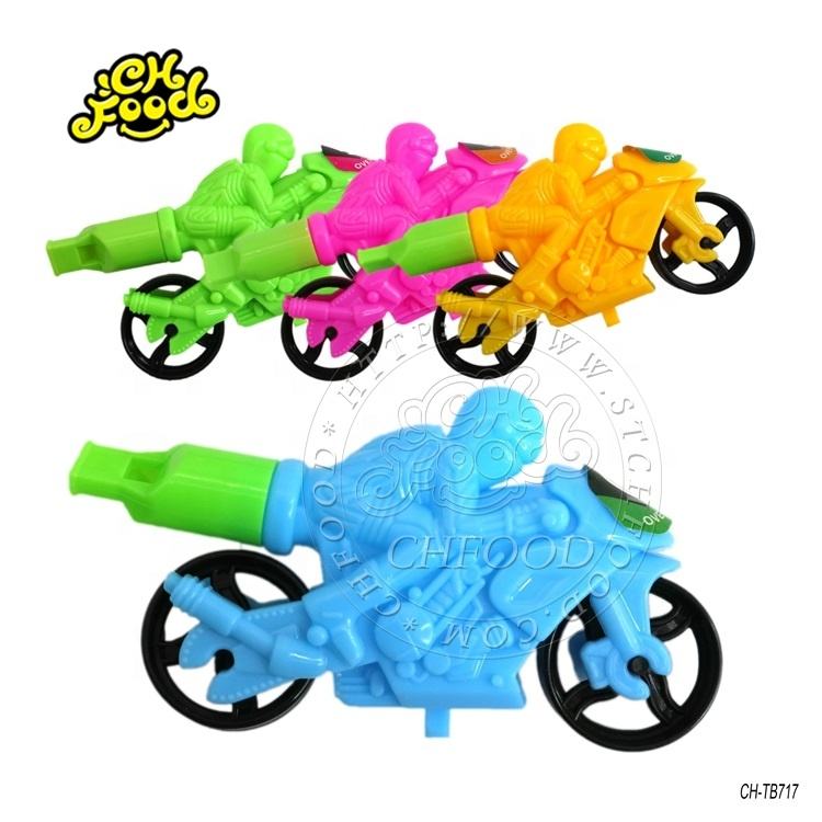 Hot Cheap Plastic Whistle Motorcycle Toy With Tablet Candy On Hang Boards