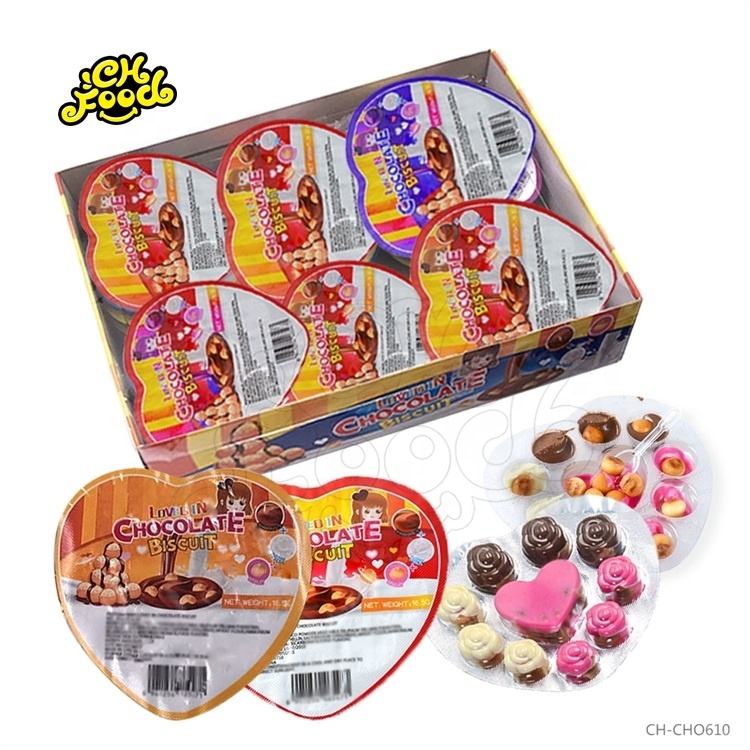 CHFOOD Happy Valentine Rose Heart shape Three-Color Chocolate Jam And Biscuit CH-CHO610