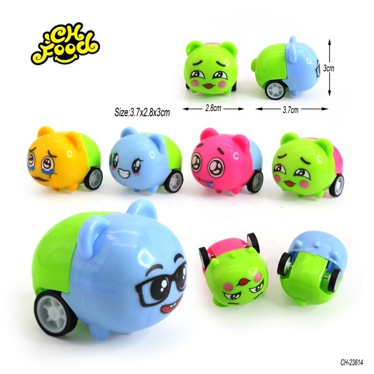 24 Face Cartoon Bear Friction Car Toys Pull Back Car Promotional Capsule Toy