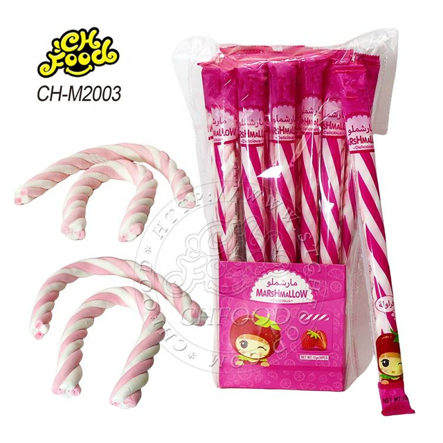 Hot Long Twist Stick Marshmallow Sweets OEM and Wholesale Halal Fruit Flavor Cotton Candy in China