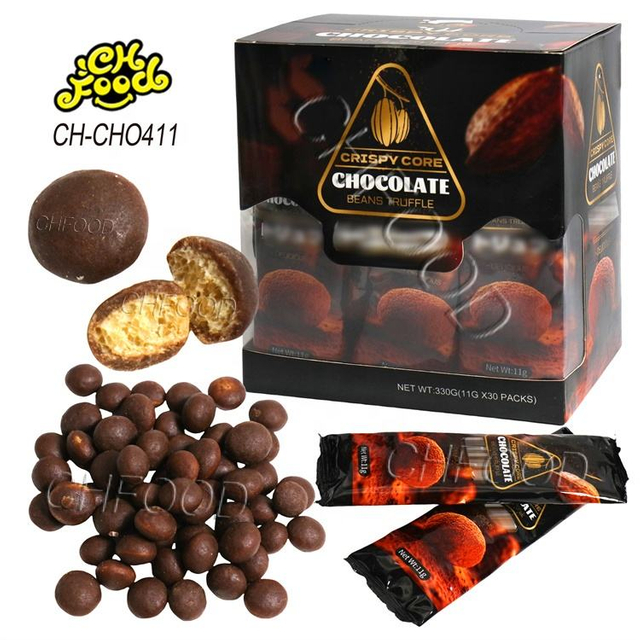 Chocolate Coated Crispy Cereal Puffed Ball China Candy Wholesale and Custom Halal Snack Food