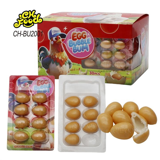Low MOQ Wholesale Fruit Flavor Small Egg Shape Bubble Gum Halal Chewing Gum Candy Sweets