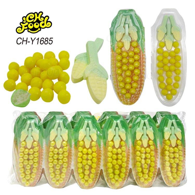 Hot Selling Corn Shape Pressed Candy Fruit Flavor Puffed Candy