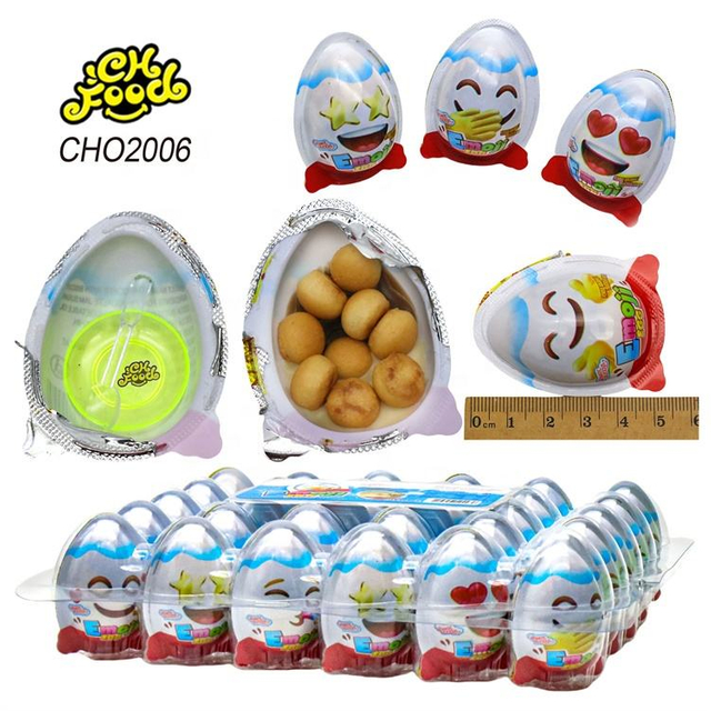 China Candy Supplier OEM Surprise Egg with Chocolate Biscuits and Mini Plastic Toy Wholesale Candy Toy for Kids