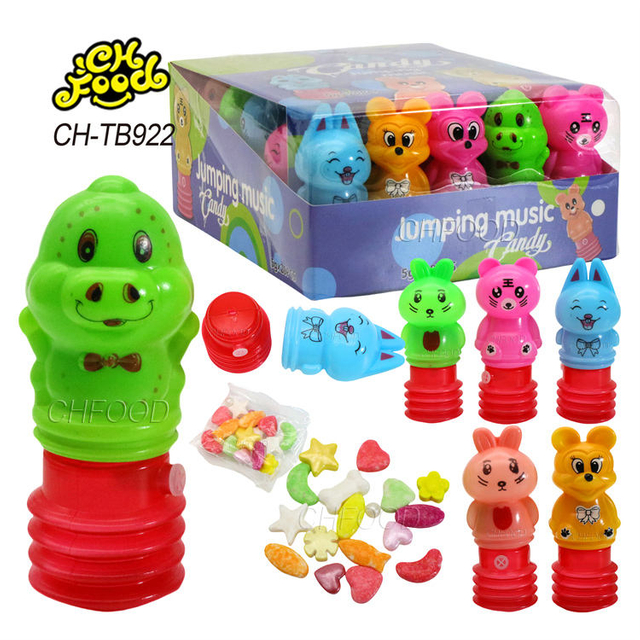 Plastic Jumping Music Candy Bouncing BB Cartoon Animal Toys Cany