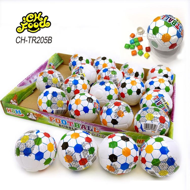 Low MOQ Factory Wholesale Cheap Plastic Football Toy with Chewing Gun Promotional Toys and Candy for Kids Capsule Toy
