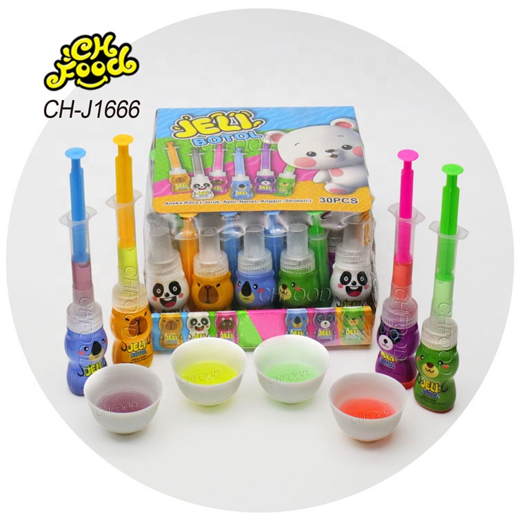 Wholesale and OEM Bear Injection Syringe Shape Fruit Jelly Jam Liquid Candy Sweet Snack for Children Halal Food
