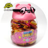 Low MOW Wholesale New Fruit Flavor 3d Cheese Shape Gummy Jelly Soft Candy in Glass Bear Bottle Sweets Snack