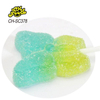 Wholesale Halal Cartoon Fruit Flaovr Sugar Coated Butterfly Gummy Soft Candy Lollipop Sweets Custom Kids Snack
