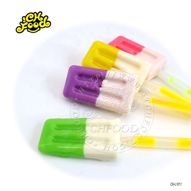 Custom Halal Fruit Fluorescence Hard Sweet Candy Ice Cream Shape Lollipop With Glow Stick