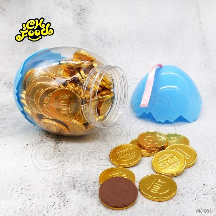 120pcs Chocolate Gold Coin In Egg Shape Jar For Africa