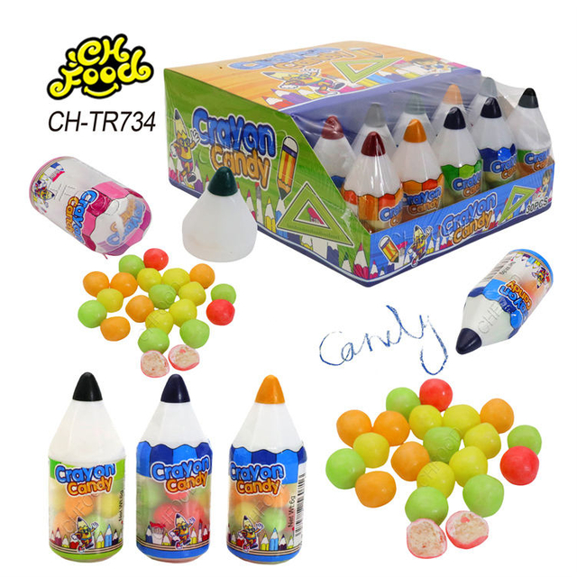 Low MOQ Wholesale China Colorful Plastic Crayons Toys with Puffed Candy for Kids Cheap Promotional Toys Candy