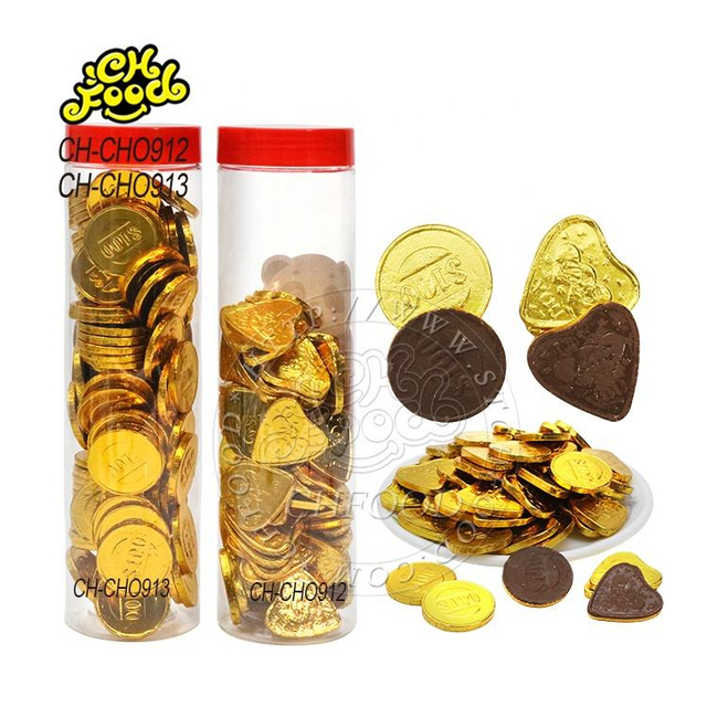 Wholesale Golden Coin and Heart Shape Chocolate Candy Sweets Confectionery Chocolate Halal OEM