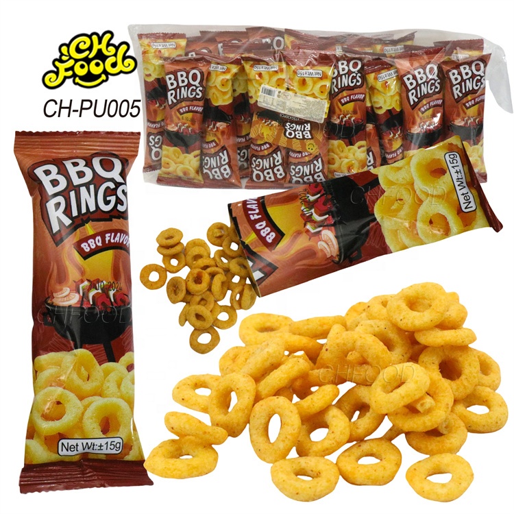 Wholesale Savory and Crispy BBQ Rings Puffed Food Snack Halal for Kids