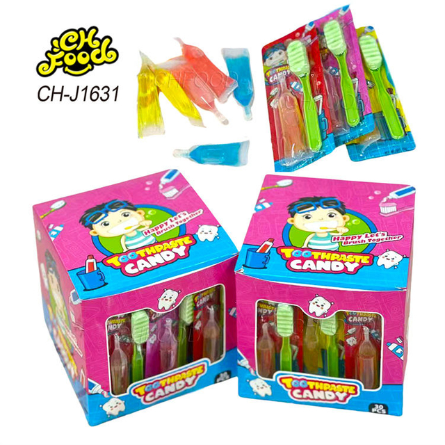 China OEM Halal Toothbrush Lollipop Tablet Hard Candy and Toothpaste Fruit Jelly Jam Liquid Candy Sweets Toy for Kids