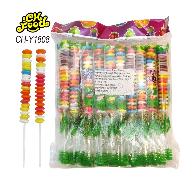 Ring Stick Tablet Sweet Fruit Flavor Candy Lollipop Hard Candy Halal for Kids Roll Candy