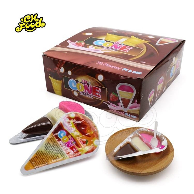 Three Color Ice Cream Shape Chocolate 3 In 1 Cone Choco