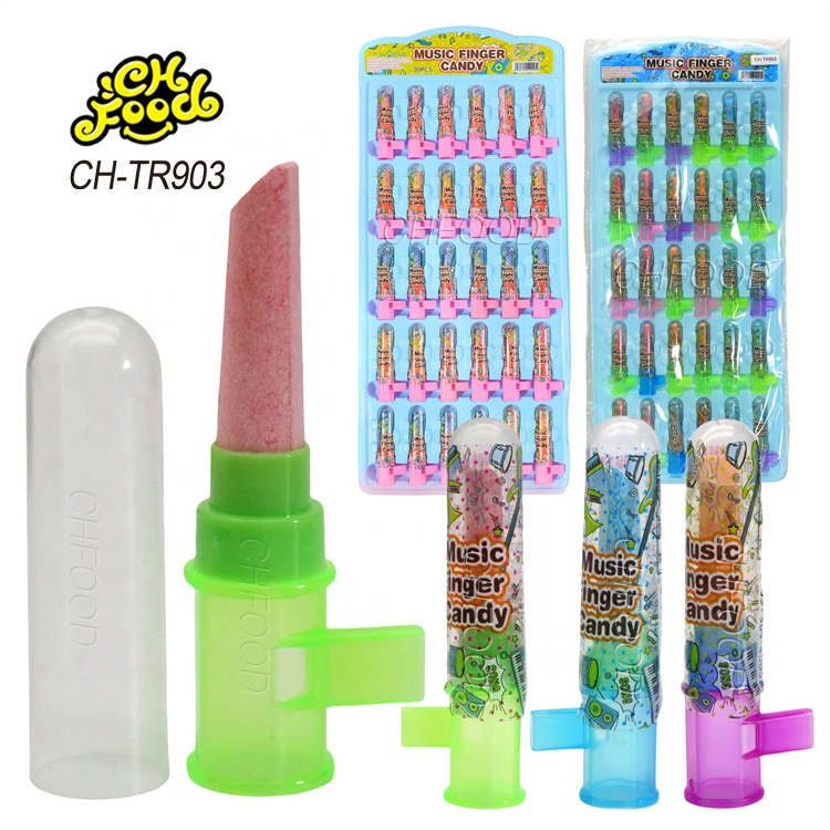 LOW MOQ Plastic Pop Whistle Lipstick Toy with Fruit Flavor Tablet Candy Lollipop Sweets Snack for Kids