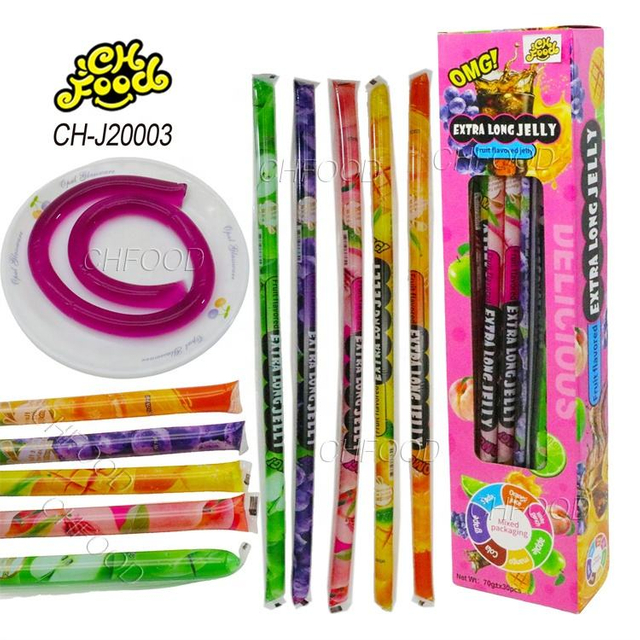 Low MOQ Wholesale Blueberry Mango Orange Peach and Apple Flavors Long Stick Fruity Jelly Pudding Candy Sweets for Kids