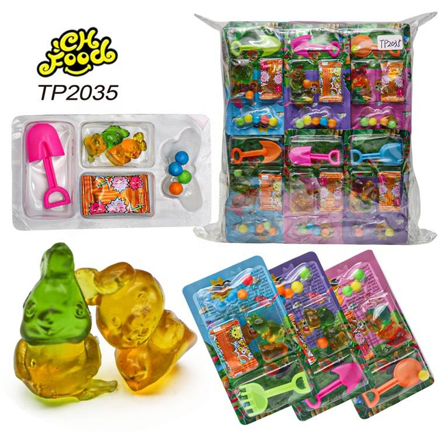 4in1 Gummy Candy with Popping Candy Puffed Candy and Mini Plastic Toy for Kids