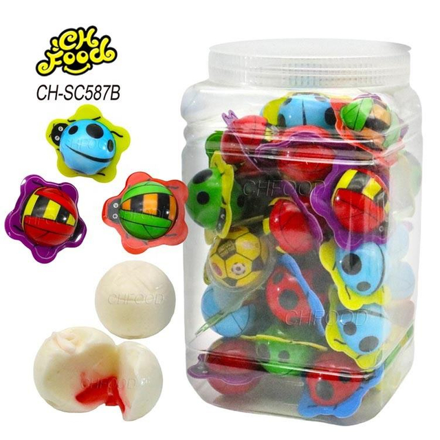 Wholesale 10g Halal 3d Cartoon Ladybird Ladybug Shape Strawberry Jam Filled in Ball Gummy Candy Sweets Snack Food