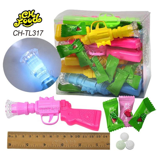 Lighting Diamond Plastic Toy Gun with Fruit Flavor Tablet Ball Candy Halal Wholesale and OEM