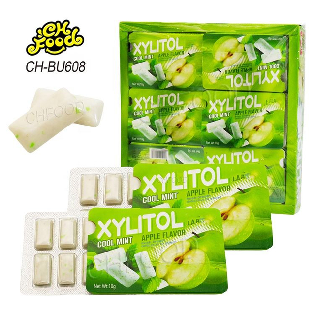Crispy Green apple Mint Flavor Chewing Gum in Box Wholesale and OEM