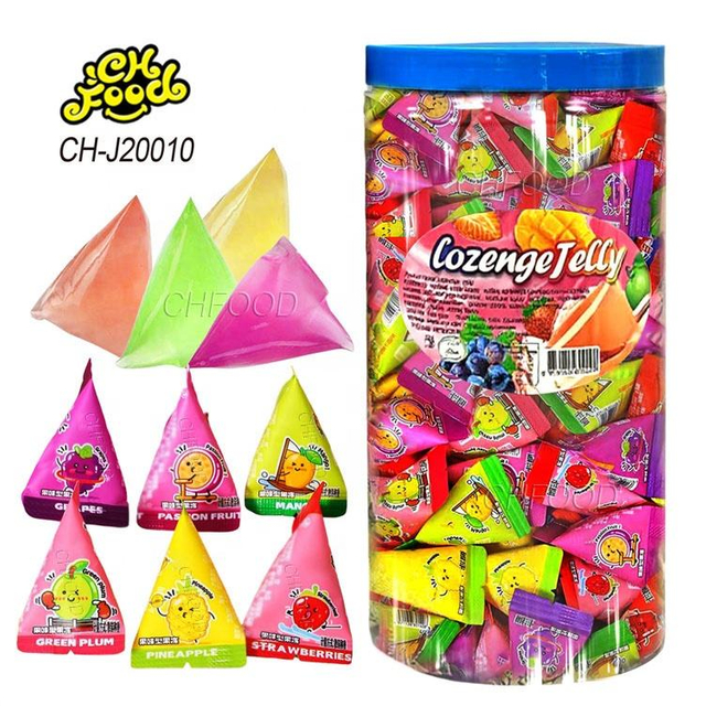 Manufacturer Wholesale and Custom Halal Assorted Mixed Fruit Flavored Triangle Jelly Pudding Candies Sweet Kids Snack
