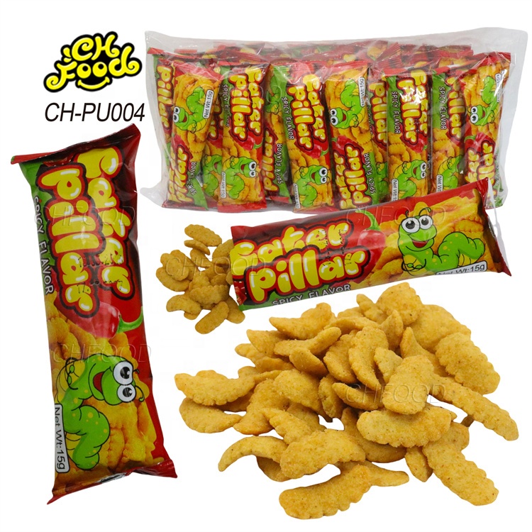 Custom Salty and Crispy Delicious Caterpillar Puffed Food Snack for Kids