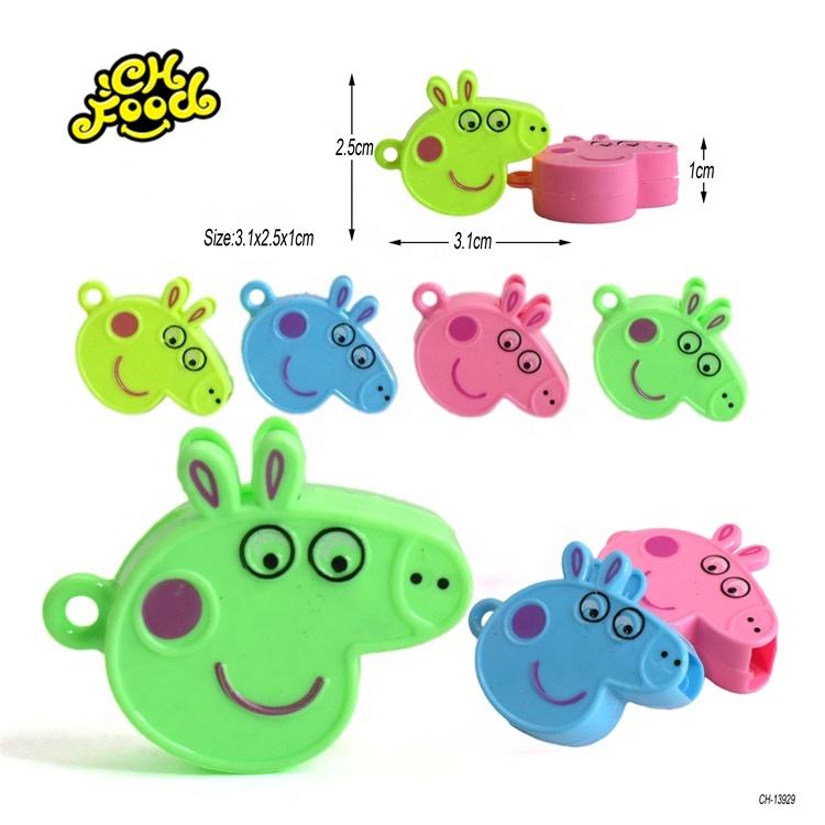 Cute China Cheap Plastic Cartoon Pig With Printing Whistle Toys For 35mm Capsule Toys
