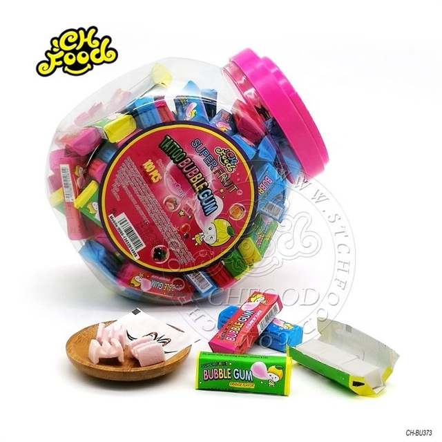 Bottle Packing Tattoo Bubble Gum 3pcs Mix Fruit Flavor