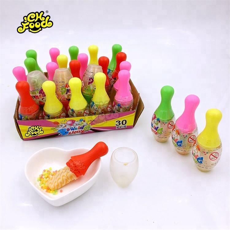 Bowling Ball Bottle Toy Lollipop Candy With Small Round Candy