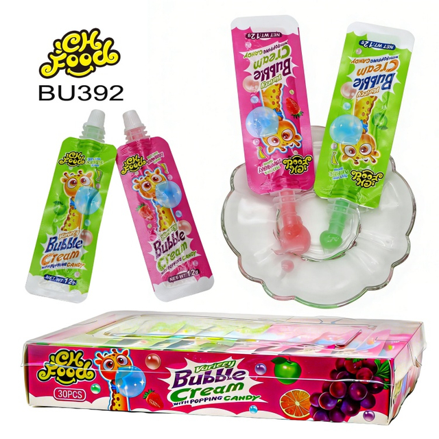 Fruit Flavor Toothpaste Bubble Gum Liquid Candy Bubble Cream with Popping Candy Halal Kids Sweet Snack Food